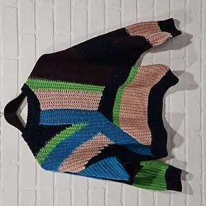 Topshop Colorblock 90s Style Geometric Shaped Knit Sweater
